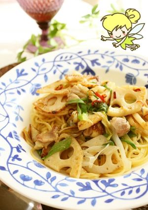 長葱と蓮根とチキンの和風ぺペロンチーノ-レシピのメイン写真