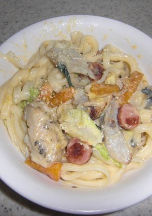 魚嫌いも食べた!クリームパスタ風うどん-レシピのメイン写真
