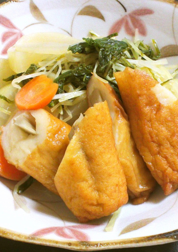 少量の水で♬水菜とごぼう天の煮物-レシピのメイン写真