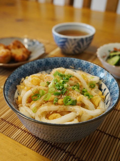 ズボラ飯*揚げ玉と鰹節のぶっかけうどん*-レシピのメイン写真
