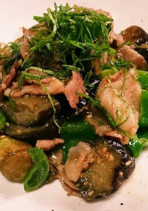 茄子とﾋﾟｰﾏﾝと豚肉＊º香り味噌炒め-レシピのメイン写真