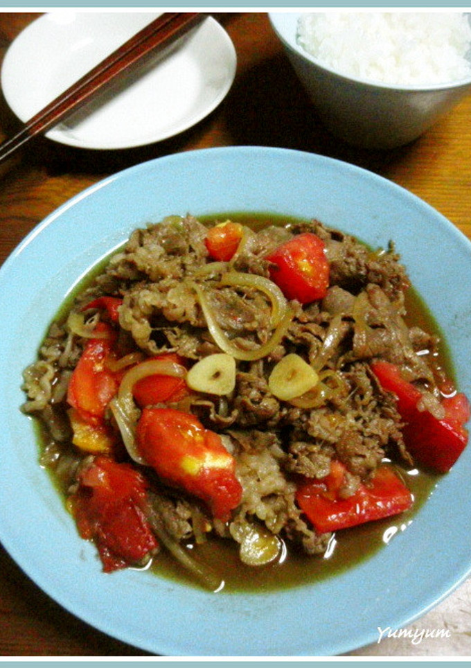 牛肉とトマトのすき焼き風の炒め物-レシピのメイン写真