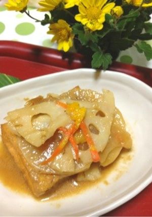 シャキシャキ蓮根と厚揚ゆず酢味噌あんかけ-レシピのメイン写真