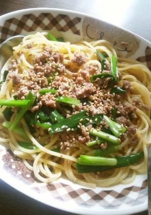 塩麹であっさり挽き肉ニラパスタ-レシピのメイン写真