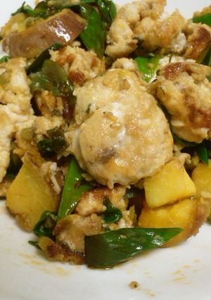 簡単☆鮭の白子と野菜の高菜ラー油炒め-レシピのメイン写真