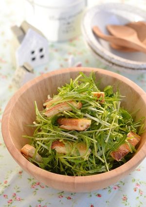 水菜と油揚げのパリパリチーズサラダ-レシピのメイン写真