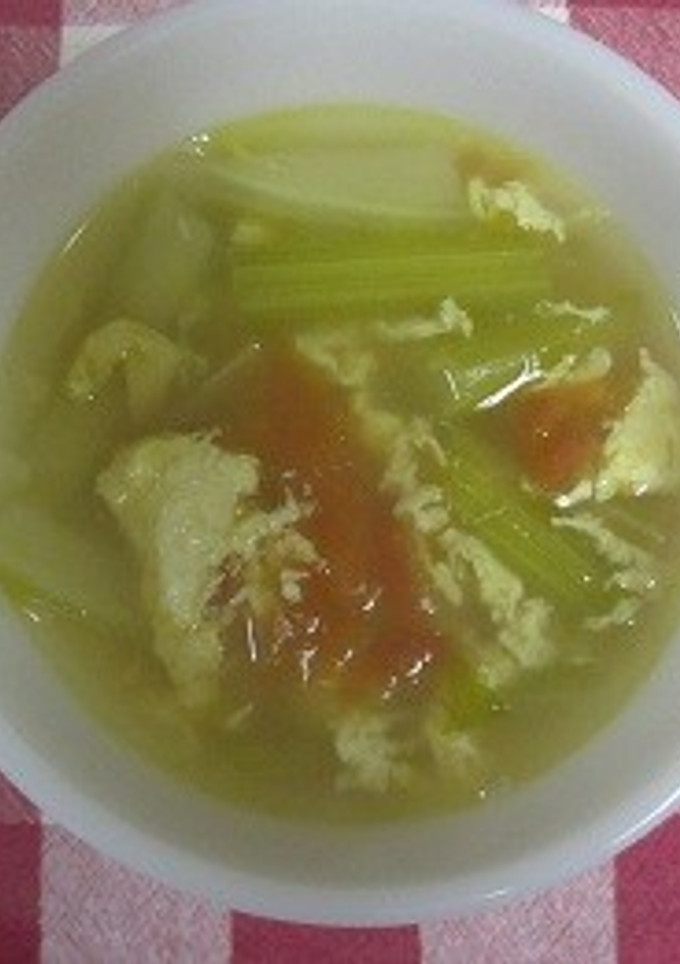 セロリとトマトとふんわり卵のスープ-レシピのメイン写真