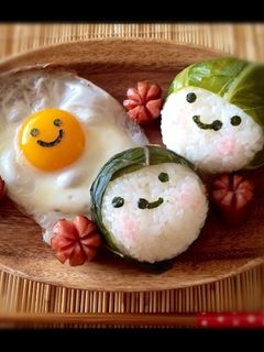 ✼青菜の漬物で✾キャラ弁✼女の子おにぎり-レシピのメイン写真