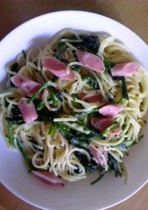 ほうれん草と魚肉でクリームパスタ-レシピのメイン写真