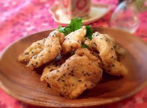 節約！鶏むね肉１枚！黒ごまフリッター-レシピのメイン写真
