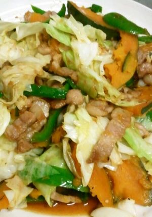フライパンで豚バラ野菜のなんちゃって焼肉-レシピのメイン写真