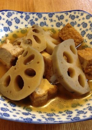 圧力鍋で簡単☆蓮根と厚揚げの煮物-レシピのメイン写真