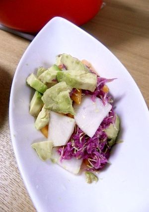 菊と大根、柿、アボカドの酢の物-レシピのメイン写真