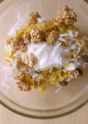 パンプキンパイ味のヘルシーなオートミール-レシピのメイン写真