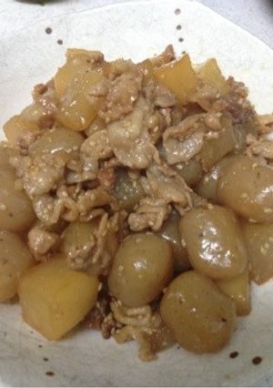 大根・豚肉・こんにゃくのコロコロ炒め煮-レシピのメイン写真