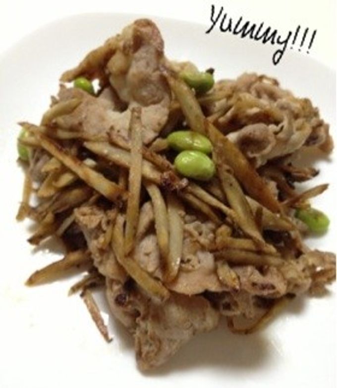 ごぼうとカリカリ豚肉のしぐれ炒め-レシピのメイン写真