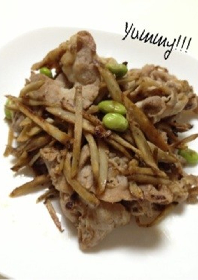 ごぼうとカリカリ豚肉のしぐれ炒め-レシピのメイン写真
