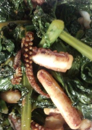 大根の葉とｲｶの醤油ﾏﾖ炒め-レシピのメイン写真