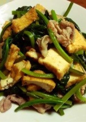 豚とほうれん草と厚揚げの炒め物-レシピのメイン写真