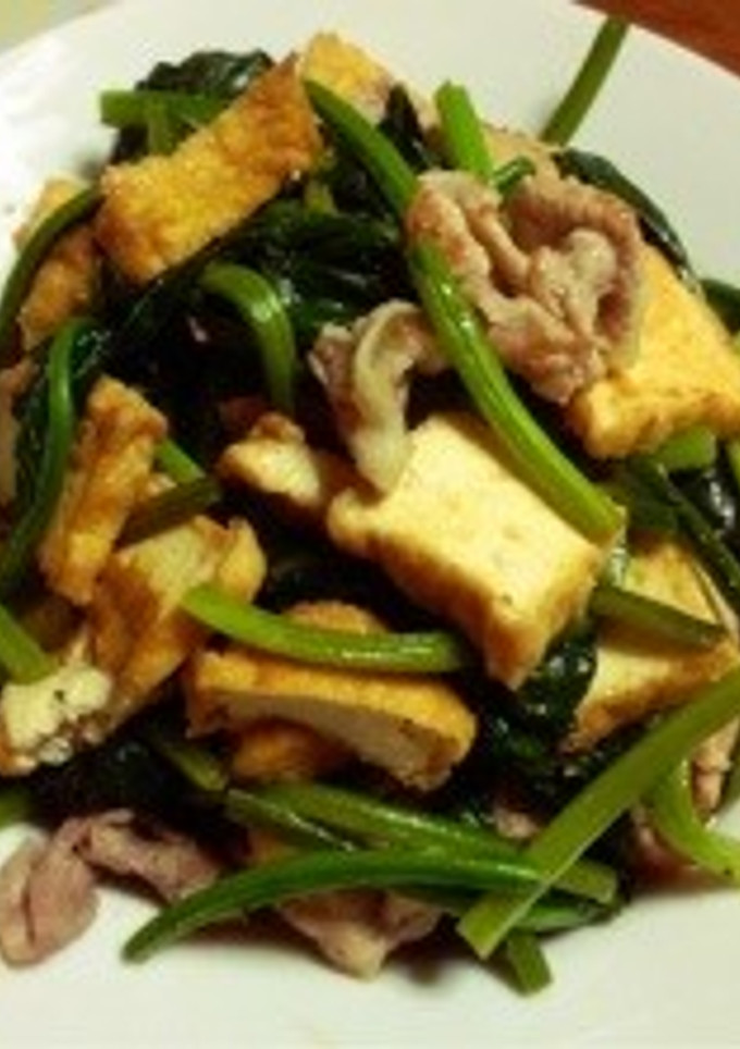 豚とほうれん草と厚揚げの炒め物-レシピのメイン写真