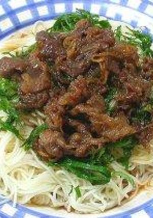 牛肉のしぐれ煮と大葉のそうめん-レシピのメイン写真
