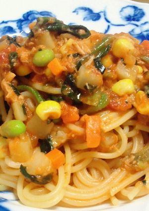 時短☆冷凍野菜で簡単トマトパスタ♪-レシピのメイン写真