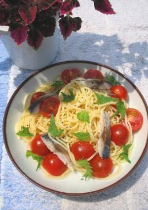 炙り〆鯖とプチトマトのパスタ。-レシピのメイン写真