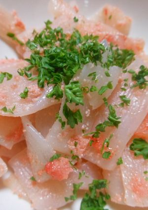 明太子と刺身コンニャクの…パスタ風炒め-レシピのメイン写真