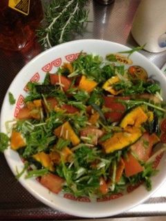 水菜・トマト・カボチャの簡単サラダ-レシピのメイン写真