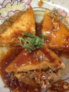 ボリューム満点厚揚げの肉詰めあんかけ-レシピのメイン写真