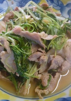 水菜と豚こま肉☆ガーリックポン酢炒め-レシピのメイン写真