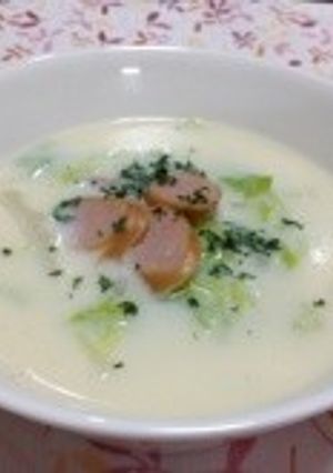 あったか♪白菜とウインナーの豆乳スープ☆-レシピのメイン写真