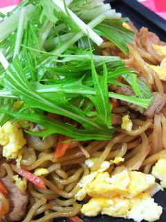 水菜のせハリハリ焼きそば-レシピのメイン写真