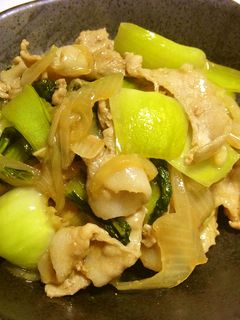 青梗菜の豚バラ炒め-レシピのメイン写真