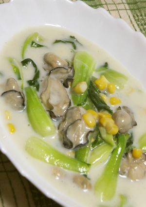 牡蠣とチンゲン菜のクリーム煮-レシピのメイン写真