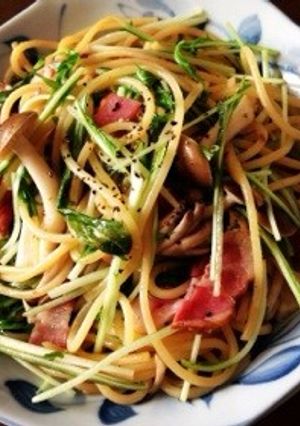 簡単☆水菜とベーコンのパスタ-レシピのメイン写真