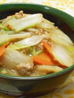 白菜と豚挽き肉DEお手軽丼-レシピのメイン写真