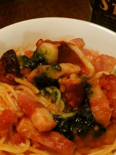 タコとベーコンのトマトパスタ-レシピのメイン写真