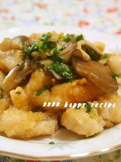 サクサク鶏肉ときのこの梅ネギソースあえ-レシピのメイン写真