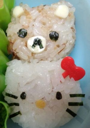 キャラ弁　くま型でキティちゃん-レシピのメイン写真
