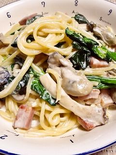 牡蠣とほうれん草のクリームパスタ-レシピのメイン写真