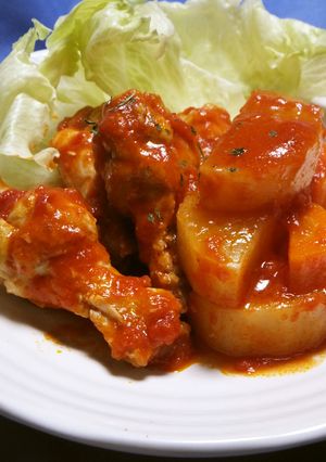 ご馳走気分♡手羽元と大根のトマト煮込み-レシピのメイン写真