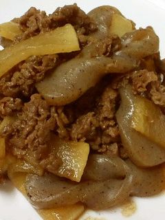 ご飯が進む♪牛肉とこんにゃくの甘辛炒め-レシピのメイン写真