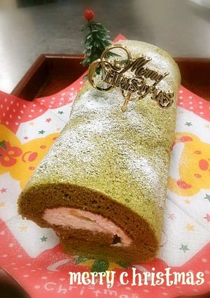 クリスマス　抹茶ロールケーキ-レシピのメイン写真