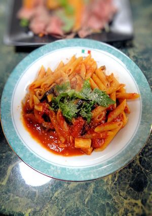 椎茸の和風ペンネアラビアータ-レシピのメイン写真