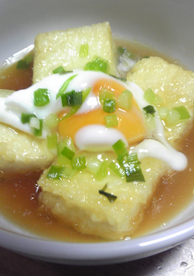揚げだし豆腐に温泉卵をとろーり-レシピのメイン写真