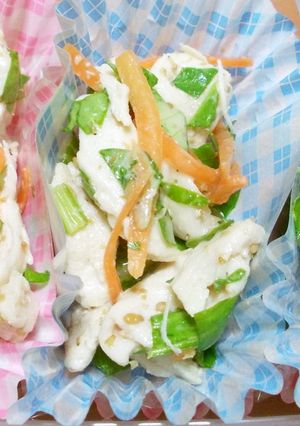 お弁当にも☆鶏むね肉と野菜のゴマドレ-レシピのメイン写真