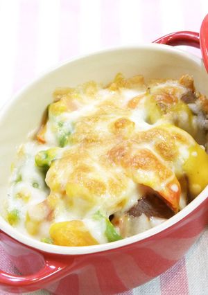 ゴロゴロ野菜のかぼちゃソースグラタン♡-レシピのメイン写真