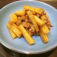 山芋と豚肉の酢醤油炒め