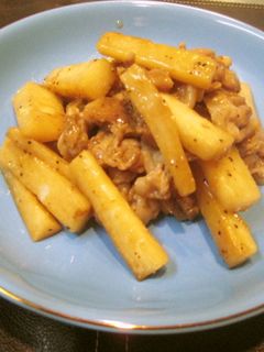 山芋と豚肉の酢醤油炒め-レシピのメイン写真